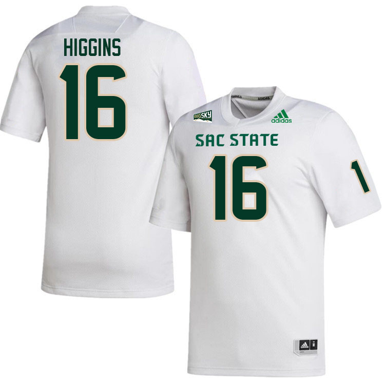 Sacramento State Hornets #16 Kaleb Higgins College Football Jerseys Stitched Sale-White
